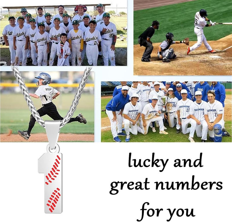 Wikavanli Personalized Baseball Jersey Number 00-99 Necklace - Stainless Steel Baseball Chain Pendant Necklace - Team Jewelry Gift for Boys, Girls, Men, Women - Image 3